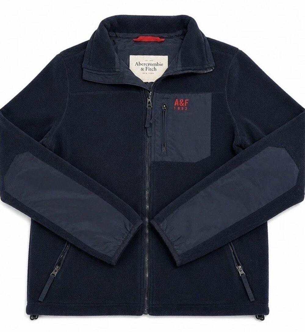 Y2K Abercrombie & Fitch A&F 1892 Full Zip Fleece Jacket Men’s M Navy Zip